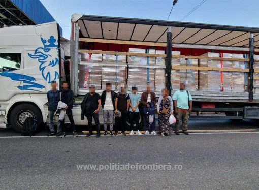 Nouă migranți ascunși într-un TIR, depistați la Nădlac. Șoferul român, cercetat pentru trafic de migranți.