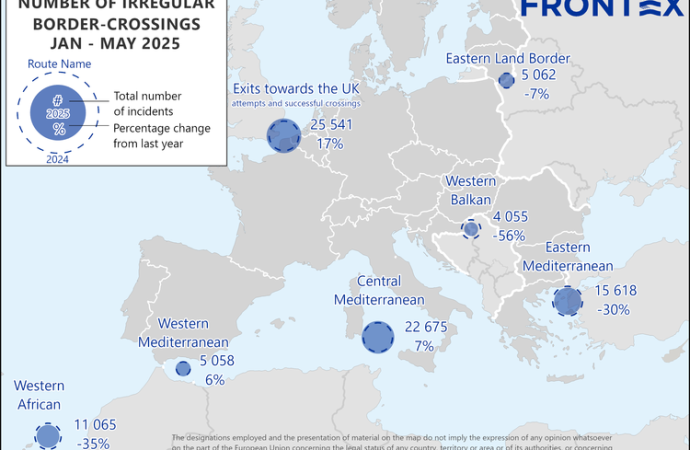 Frontierele externe ale UE: Trecerile ilegale au scăzut cu 20% în primele cinci luni ale anului 2025